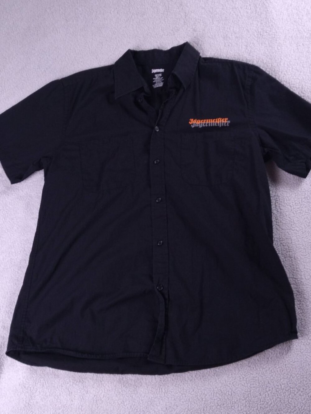 Jagermeister Millers Tavern Black Button Down Short Sleeve Casual Shirt Large